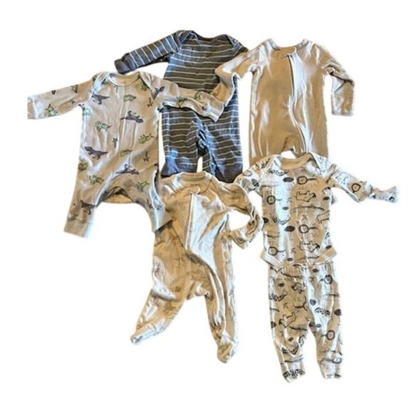 Carter’s Just One You 3M Neutral Bundle 5 Pieces (4 Sleepers + 1 Two-Piece Set) - Picture 1 of 11